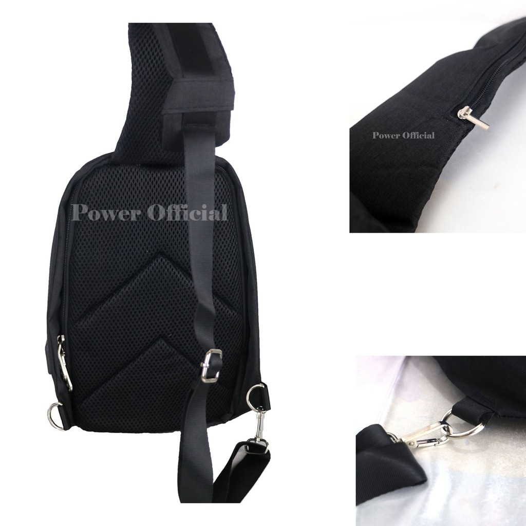 Polo Power - Tas Selempang Pria Anti Maling Slingbag Import USB - Smart Crossbody Bag Anti Thief USB