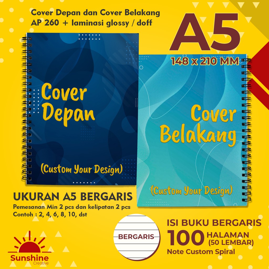 

Notes A5 Spiral ISI BERGARIS - 100 Halaman (50lembar) HVS / Catatan / Blocknote Custom