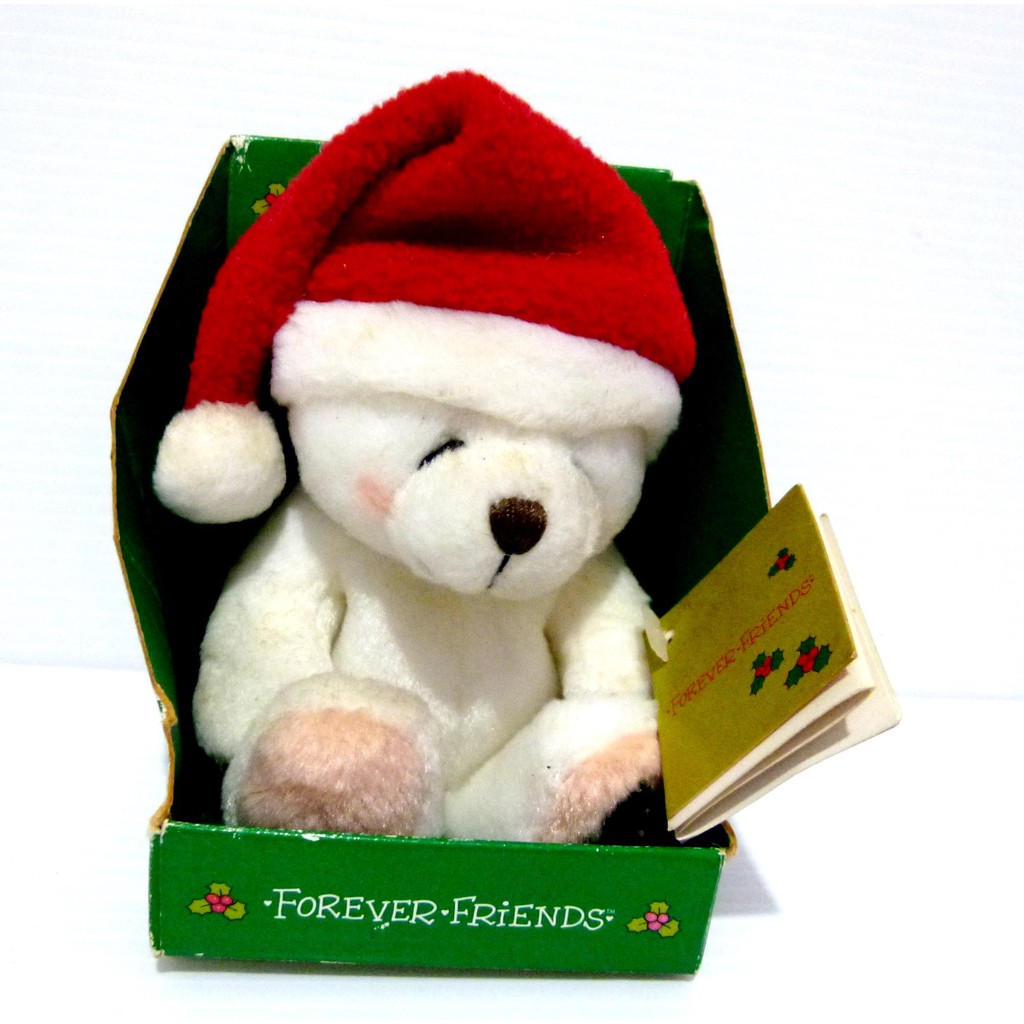 Boneka Teddy Bear Original Forever Friends White Bear Mini Christmas Edition