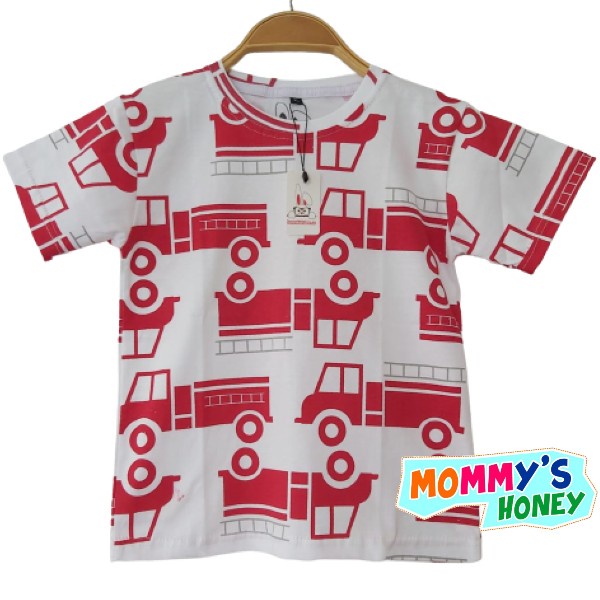 KAOS ANAK BUNNYKISDBEE KARAKTER FIRE TRUCK SIZE 6 BULAN SAMAPAI 6THN