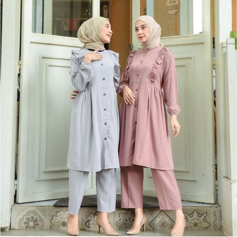 estiana tunik set model terbaru 2021 kekinian setelan wanita