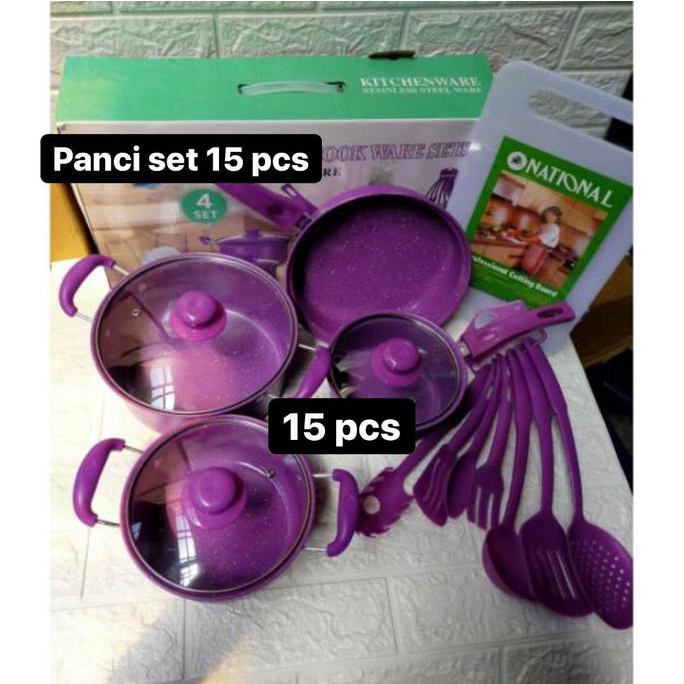 Panci Set 15 pcs - cookware set + spatula + talenan