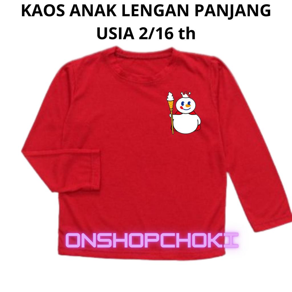 Kaos Anak Lengan Panjang Gambar MIXUE Unisex Cowok Cewek Usia 2-16th Kaos oblong anak lengan panjang