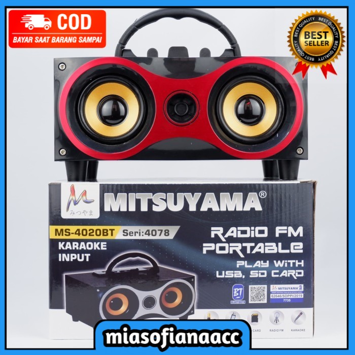 (COD) SPEAKER PORTABLE BLUETOOTH MITSUYAMA MS-4020 BT FM Radio USB SUPER BASS