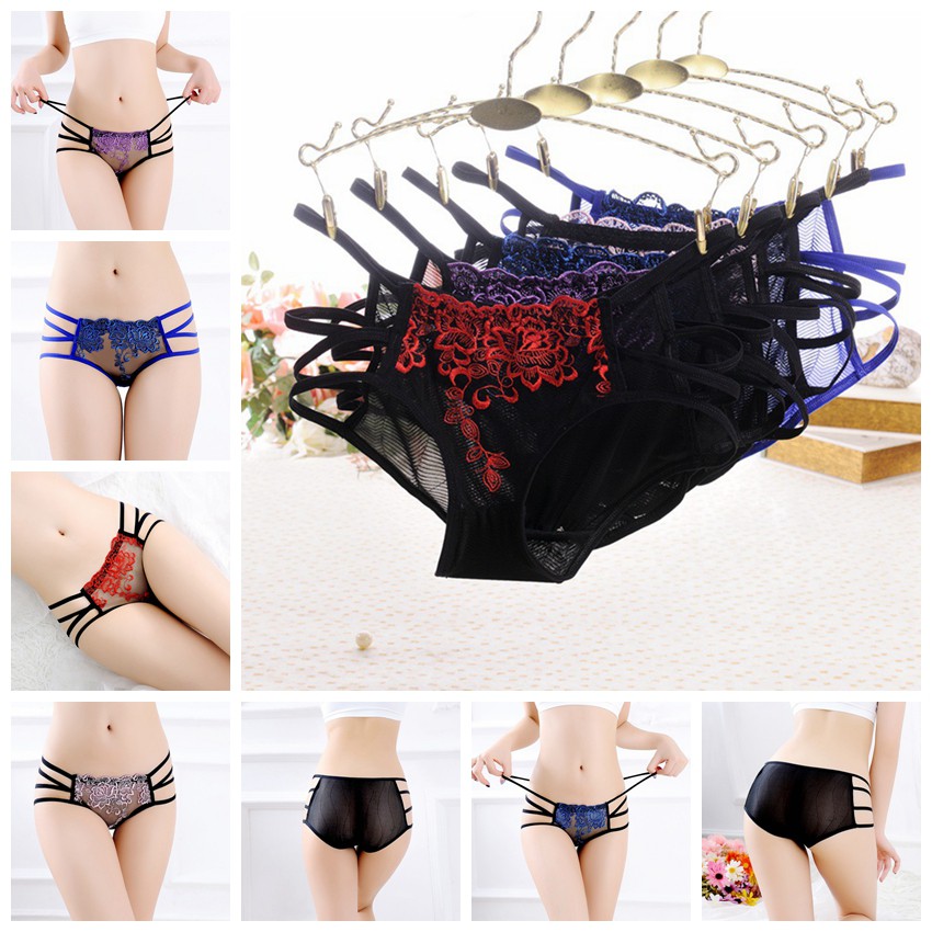 G-String sexy lingerie Cd wanita celana dalam Bordir Bahan Lace C136