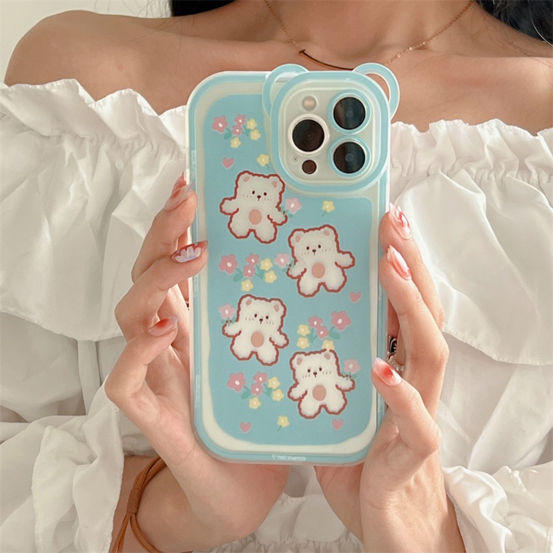 Soft Case Silikon TPU Motif Beruang Untuk iPhone 13 12 11 Pro Max X Xr Xs Max SE 2020 8 7 6 6s Plus