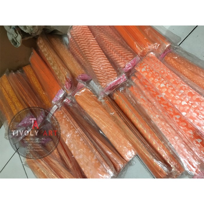 

SALE - Pita Tarik 18mm ORANGE / Pita Serut / Pita Kado isi 10 Pcs Termurah