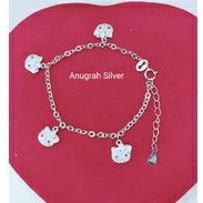 (COD)Gelang tangan anak rantai nori ukir hello Kitty perak asli 925/Silver  lapisan emas putih murni!!!