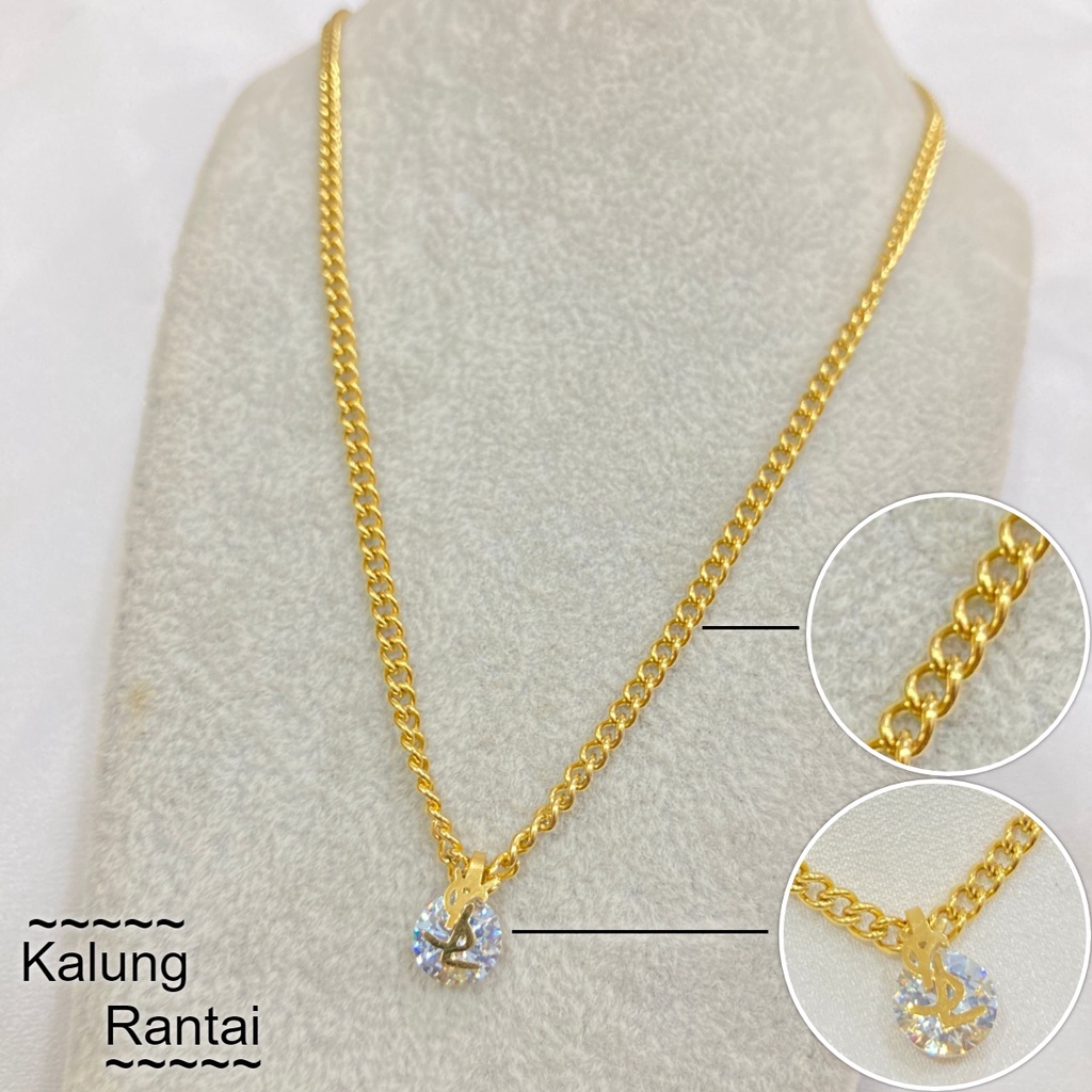 Kalung Wanita Titanium Liontin Anti Karat Simple Aksesoris Perhiasan