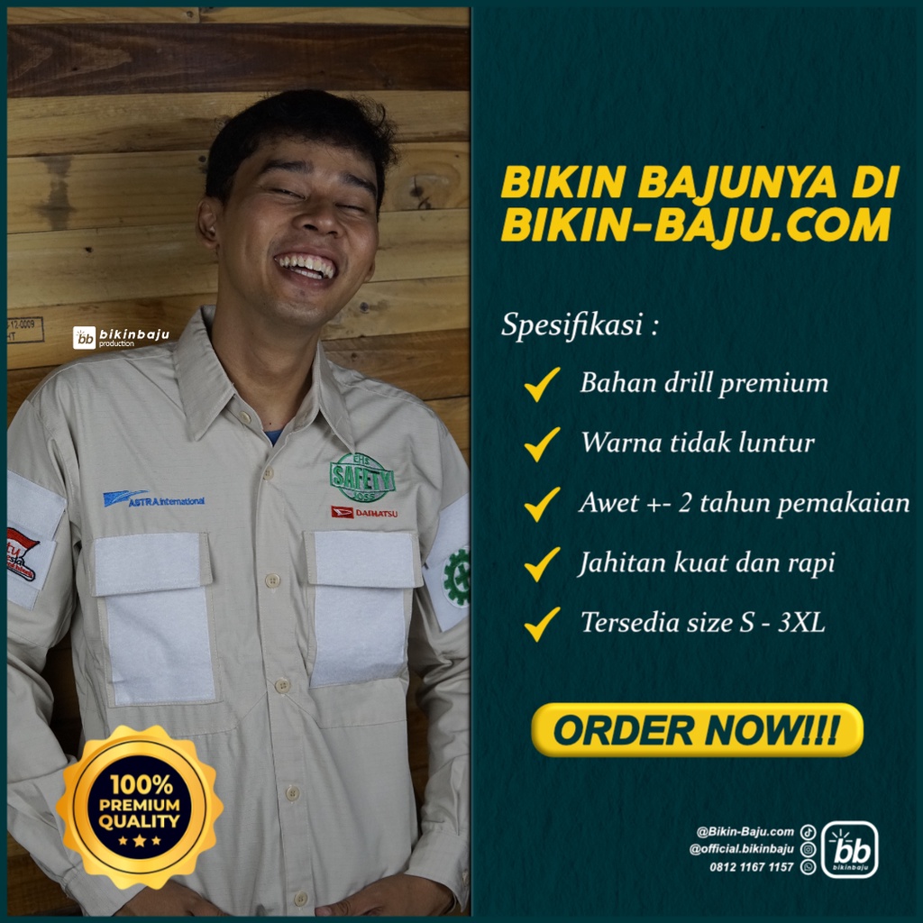 Seragam Bengkel Teknisi - Baju Bengkel - Baju Bengkel Pria - Baju Mekanik Bengkel - Kemeja Bengkel -