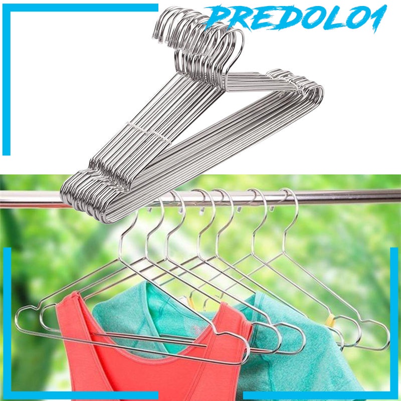 [PREDOLO1] 10pcs Anti-slip Stainless Steel Clothes Hangers Coat Garment Clothes Hanger Rack, Heavy Duty