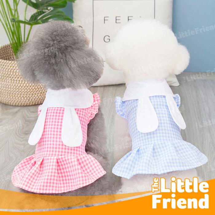 Baju Kucing Anjing Lucu Cute Kostum RABBIT EARS Plaid Skirt