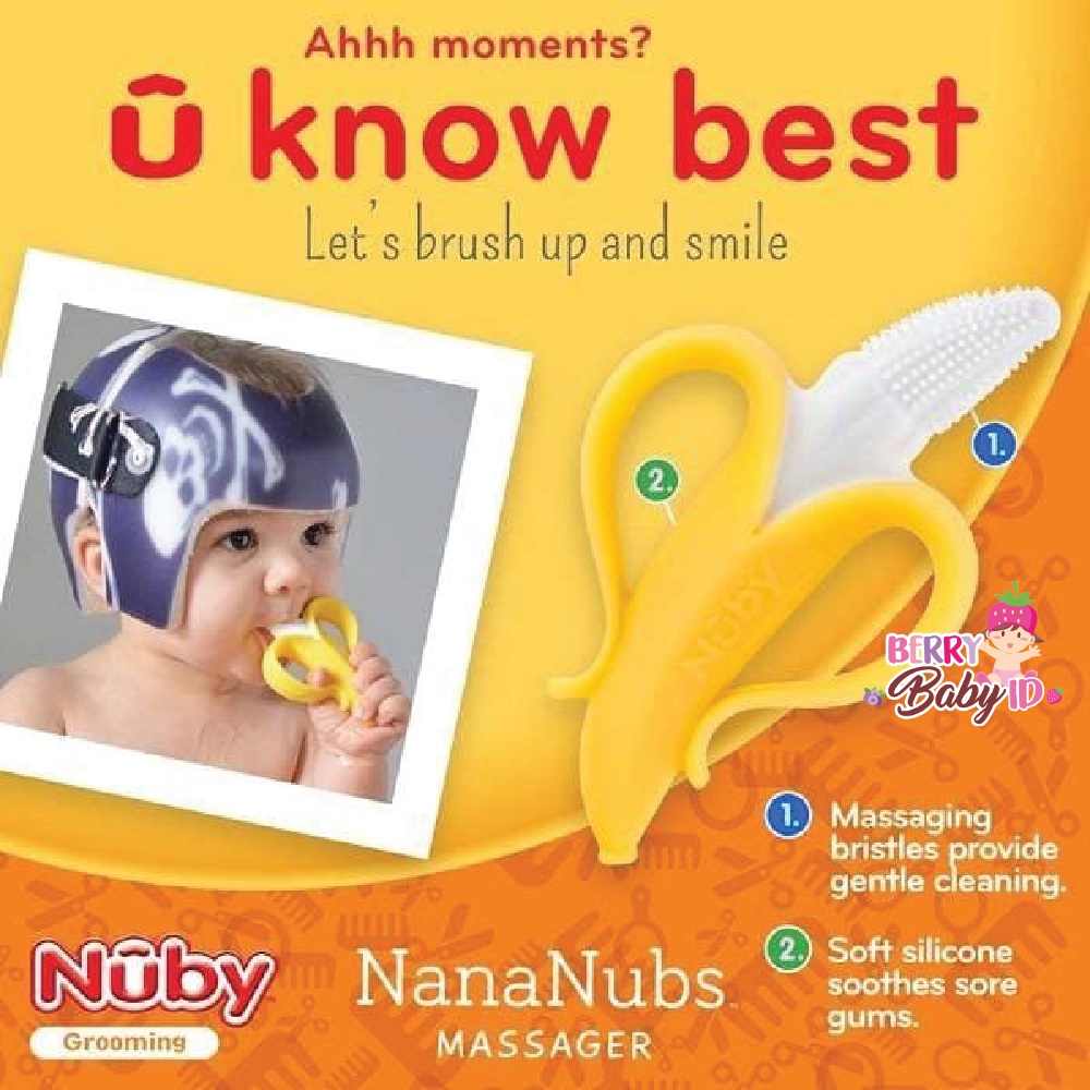 Nuby Banana Toothbrush Sikat Gigi Teether Gigitan Silikon Bayi Anak Berry Mart