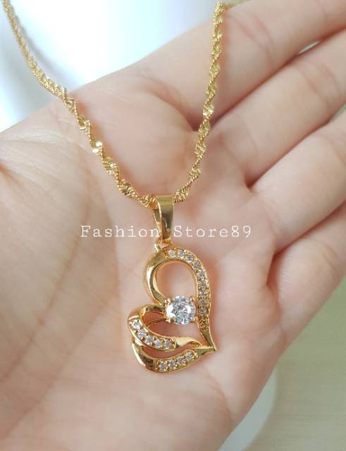 Fashion lapis emas love perhiasan xuping kalung love xuping import lapis emas 18k