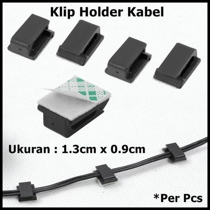 Klip Holder Kabel Bentuk Persegi Panjang Warna Hitam