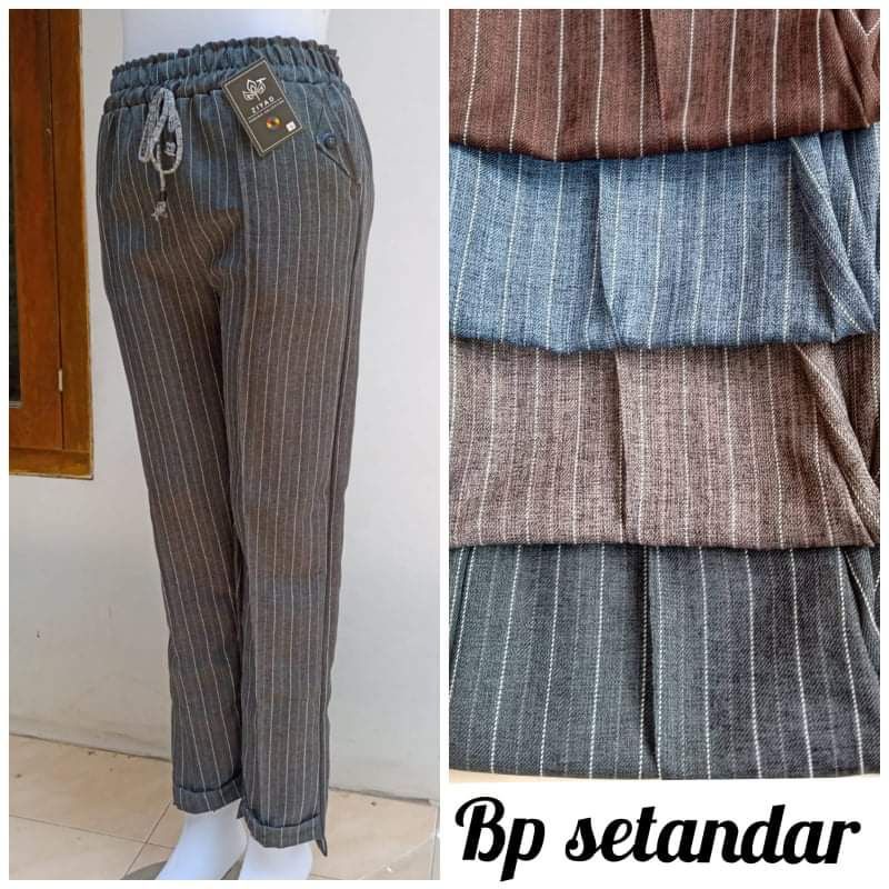 Celana baggypant panjang wanita dewasa motif salur/celana santai/celana harian/celana salur wanita