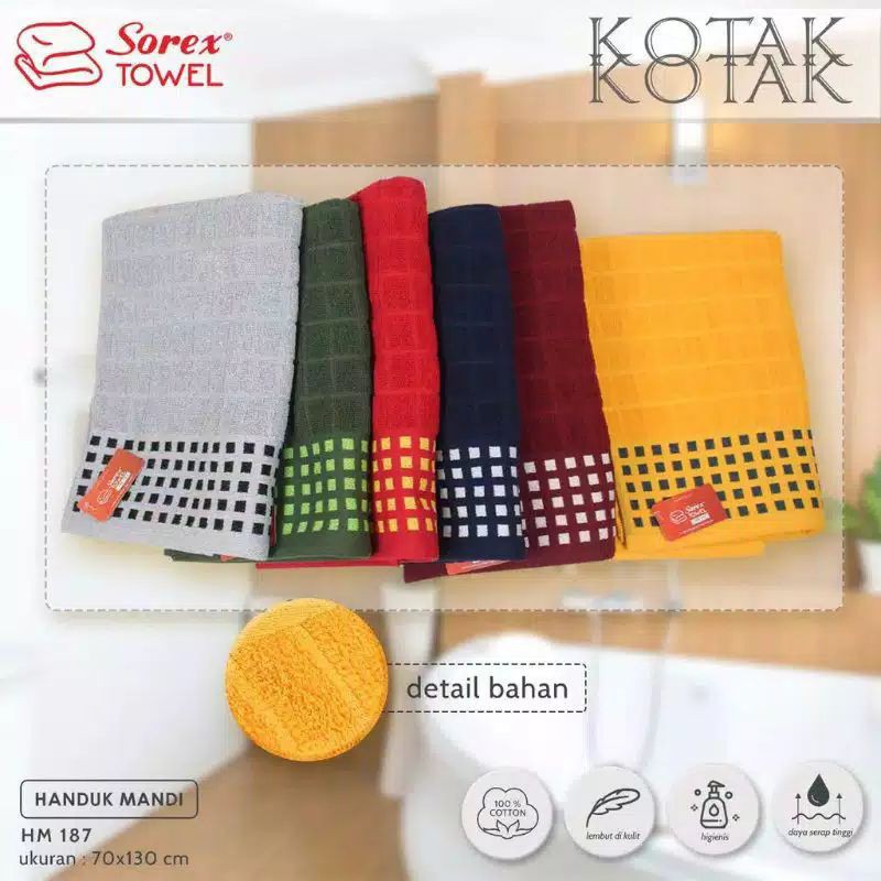 HANDUK MANDI COTTON SOREX HM 187 MOTIF KOTAK KOTAK