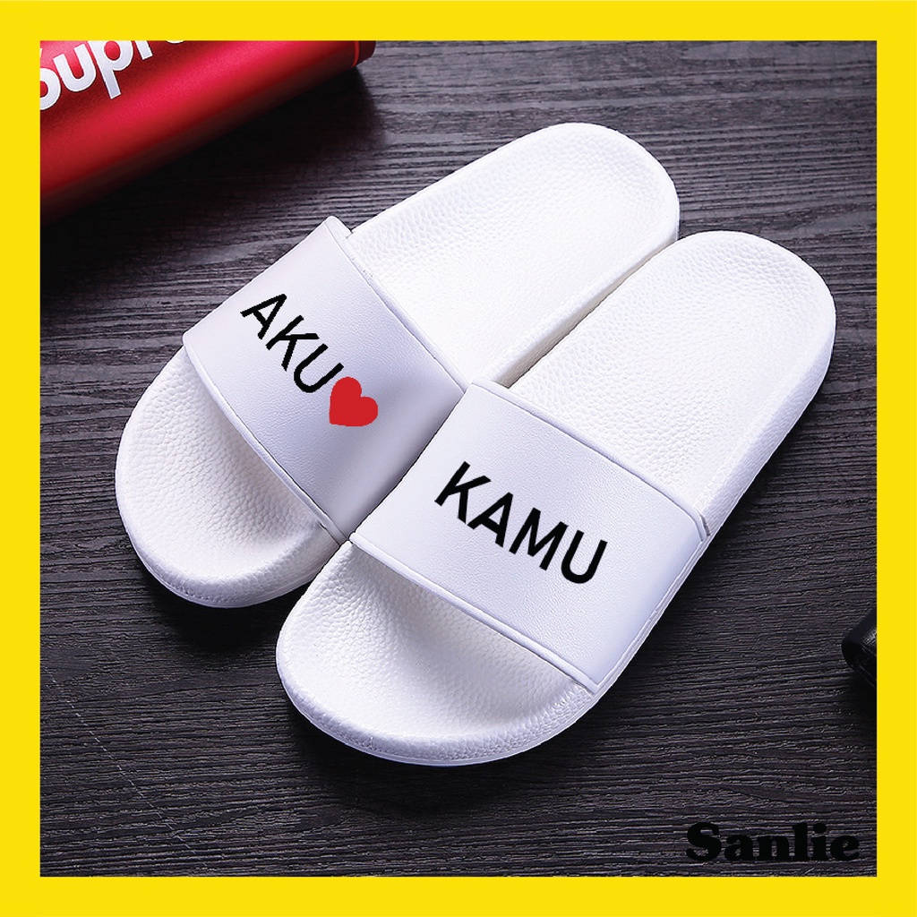 SANLIE SANDAL SLOP AKU KAMU / SANDAL SLIDE SLOP / SANDAL SLIP ON AKU KAMU EMPUK PRIA WANITA 555-2