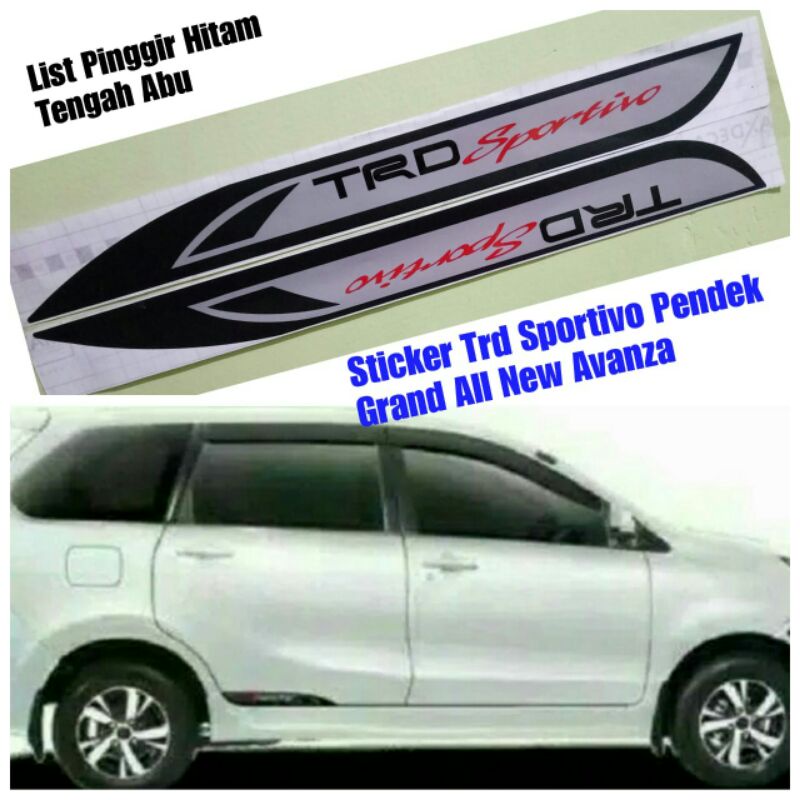 Stiker Body Mobil TRD sportivo Grand All New Avanza Pendek Hitam Kombinasi