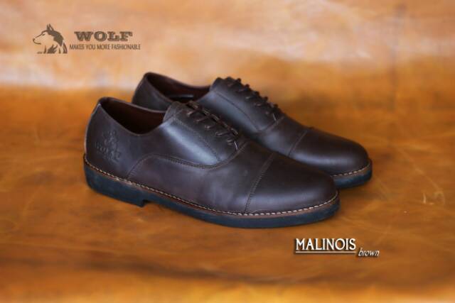 WOLF MALINOIS SEPATU FORMAL FULL KULIT ASLI (KULIT SAPI) WOLF MALINOIS ORIGINAL OXFORD PANTOFEL KEREN