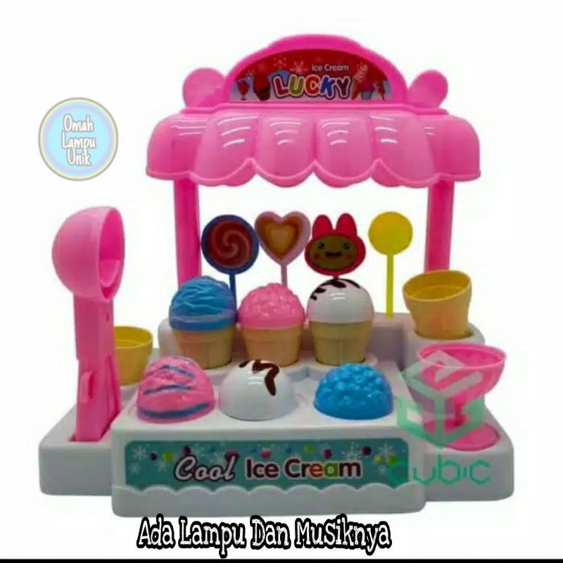 AJ Mainan Gerobak Es Krim, Ice Cream Store, Ice Cream Candy House Bonus Batre Murah