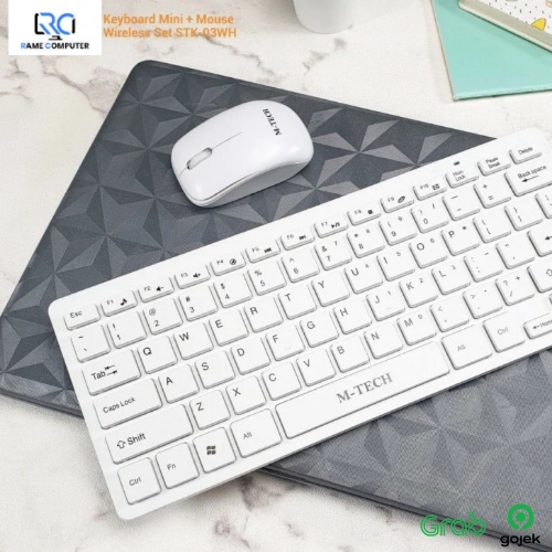 KEYBOARD MOUSE WIRELESS MINI COMBO MTECH STK03 WHITE