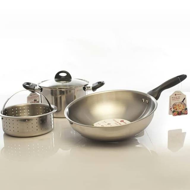 PROMO !! Homecook set 4 PCS cookware / set peralatan masak bahan stenlies tebal wajan panci