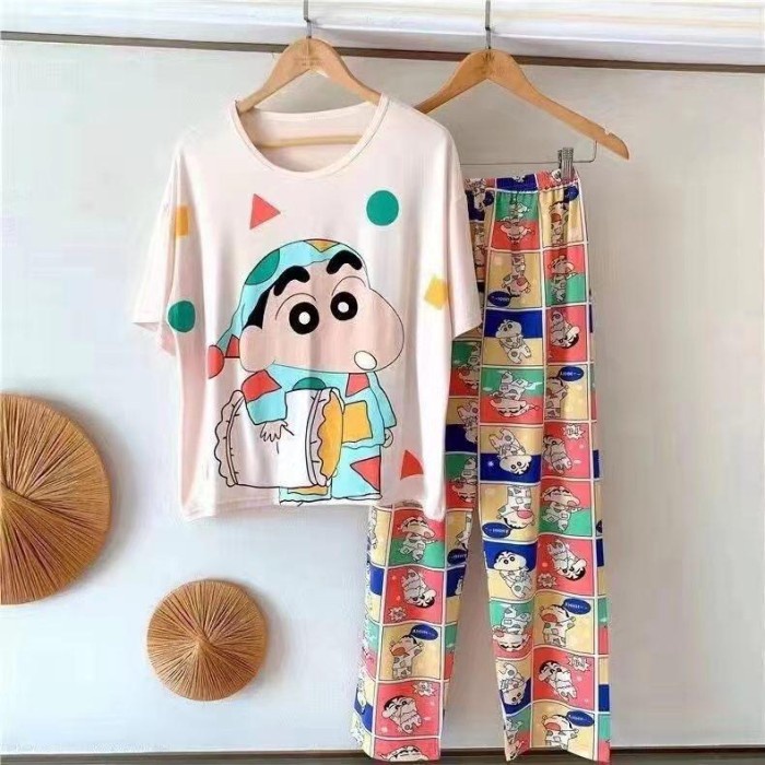 NEW Baju tidur wanita piyama import stelan CP kaos big size //CP SHINCHAN