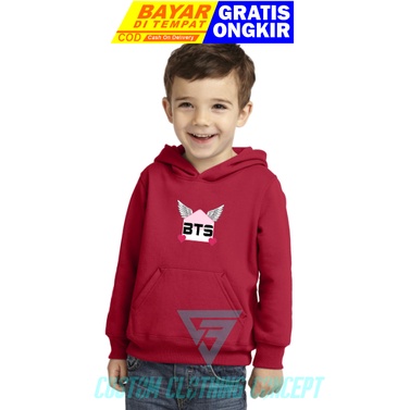 PROMO JAKET HOODIE KIDS MERAH BT21 WING