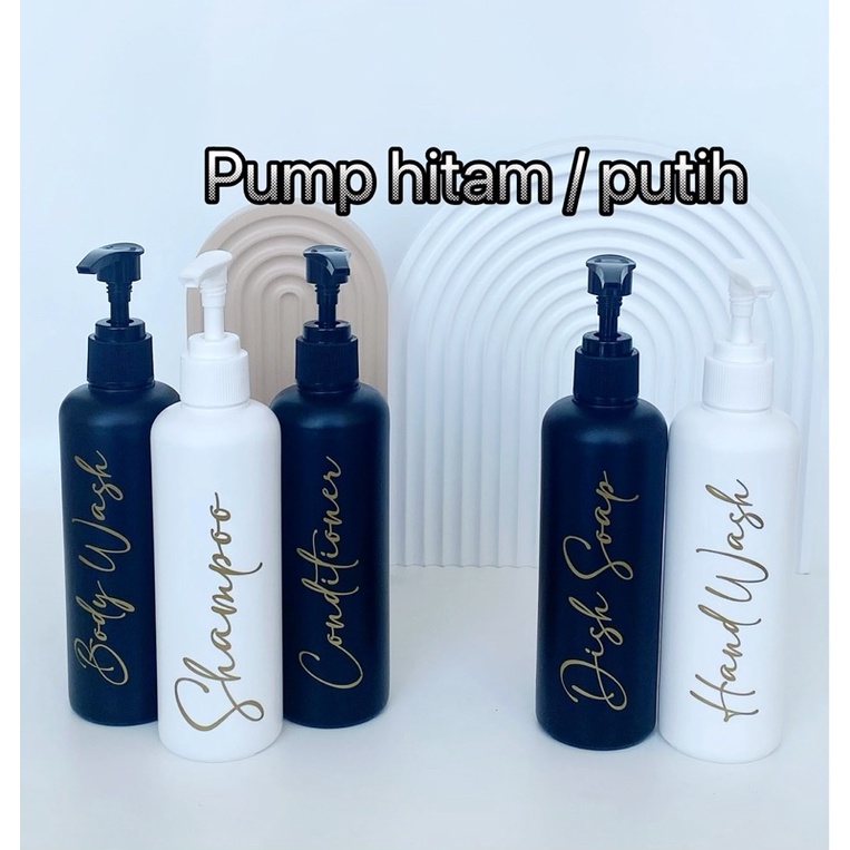 botol DOFF 250ml hitam putih GOLD CHIC . aesthetic bottle minimalist refill organizer tempat sabun cair pump luxury estetik