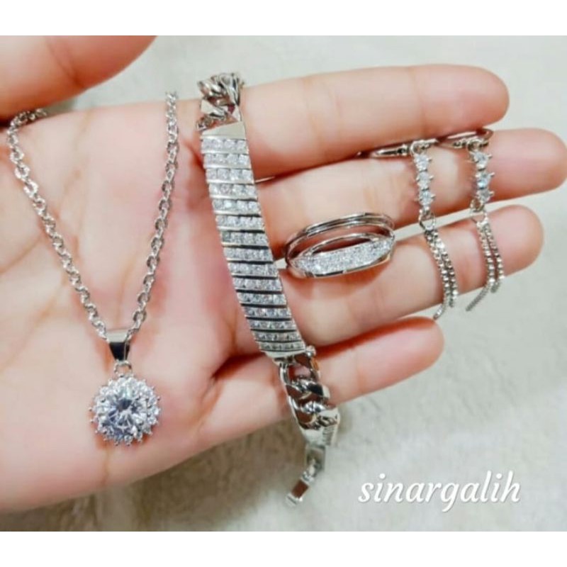 perhiasan xuping putih mewah satu set