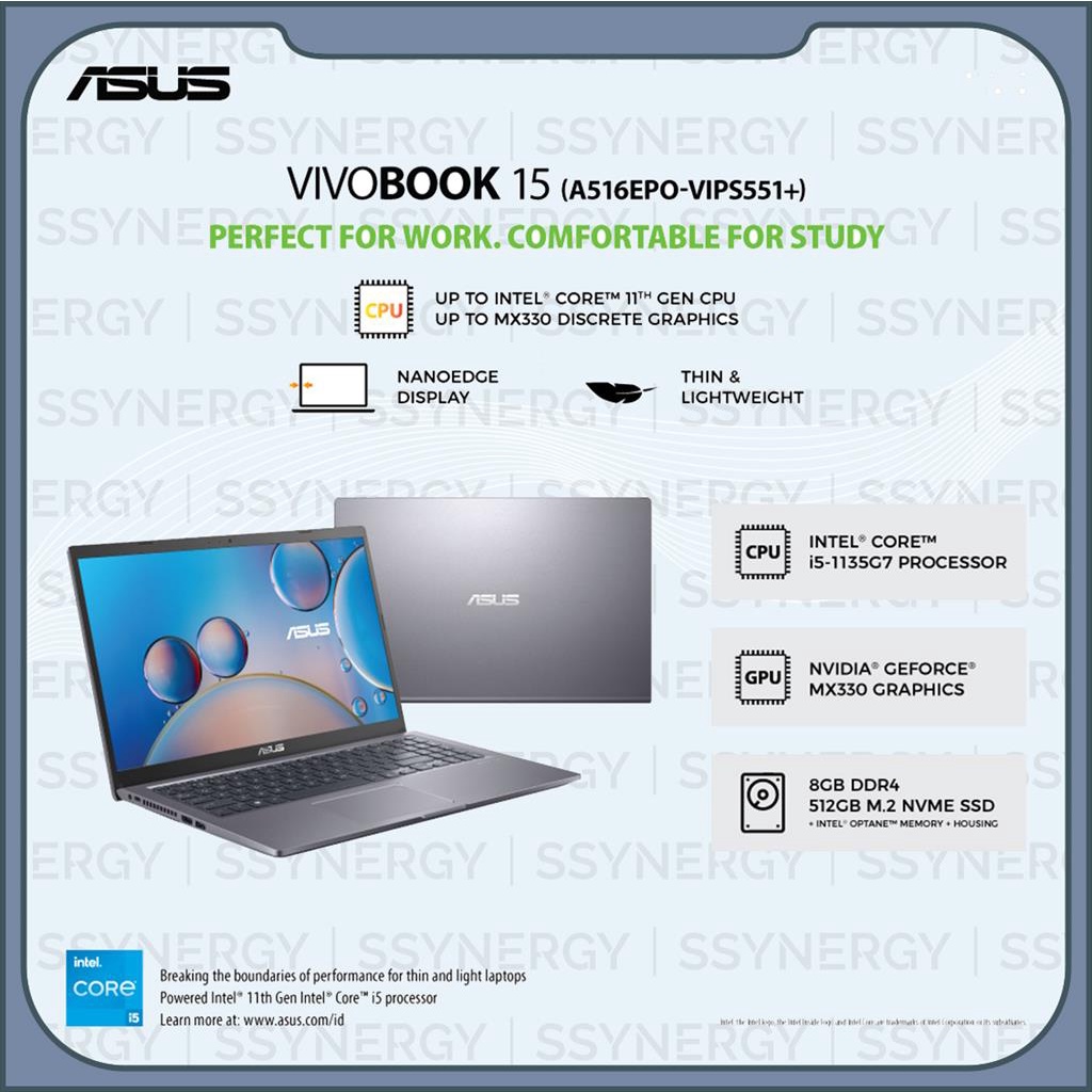 ASUS Vivobook 15 A516EPO VIPS551+ i5-1135G7-SSD 512GB-MX330 2GB