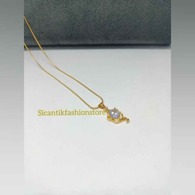 Promo kalung Titanium plus liontin permata Fashion wanita liotin gold liotin lapis emas anti Karat