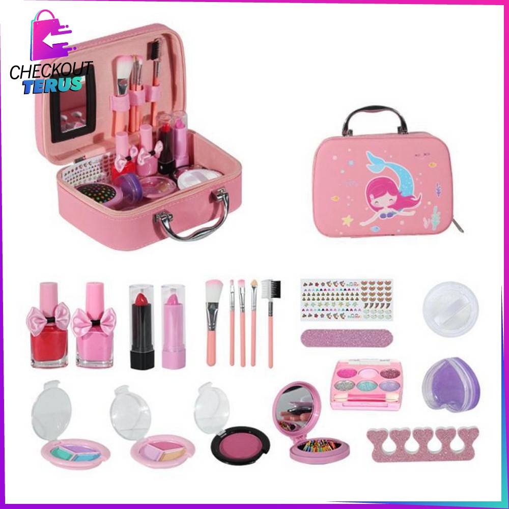 CT M282 Mainan Make Up Anak Perempuan Alat Dandan Pretend Play Makeup Set Kosmetik Anak Koper Tas Mermaid Alat Rias Anak