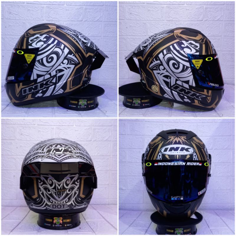 INK CL MAX MOTIF SERI#8 BLACK MATT  GOLD PAKET GANTENG VISOR IRIDIUM + SPOILER