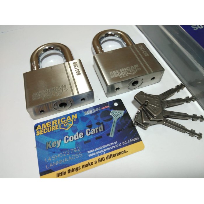 AMERICAN - Gembok Master Key 60mm Pendek - Gembok Set 2 pcs 60mm