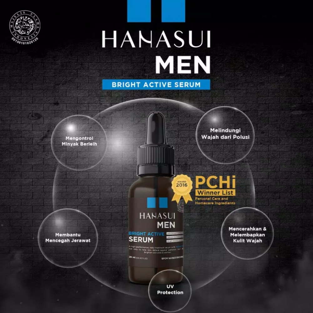 HANASUI Men Serum Bright Active - 20ml / Serum Wajah Pria/ Mencerahkan wajah