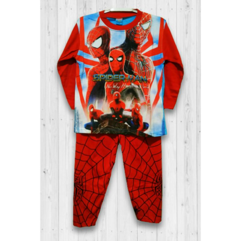 SPIDERMAN | 4, 5, 6 Tahun | Size 10, 12, 14 | Baju Tidur Anak Laki Laki Setelan Cowok