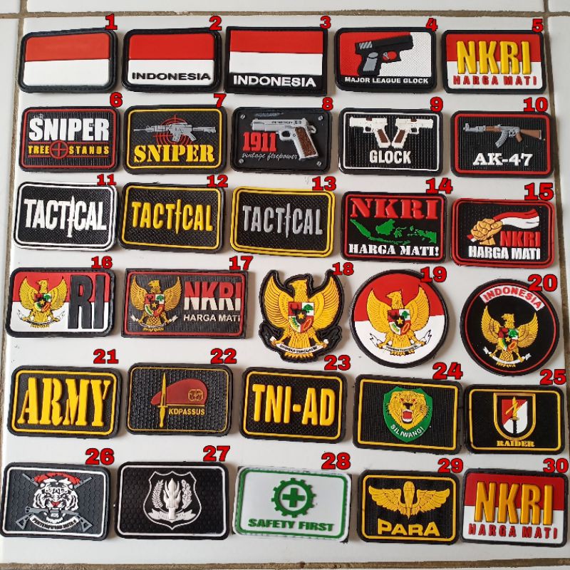 patch rubber LOGO EMBLEM/tempelan karet velcro/topi/jaket/kaos/tas/tactical airsoft outdoor