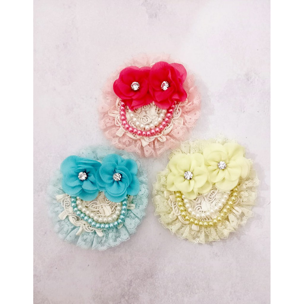 Brooch/Bross Hijab/Baju Renda Bunga Handmade Korean Style Wanita/Anak Perempuan Shiena Accesories