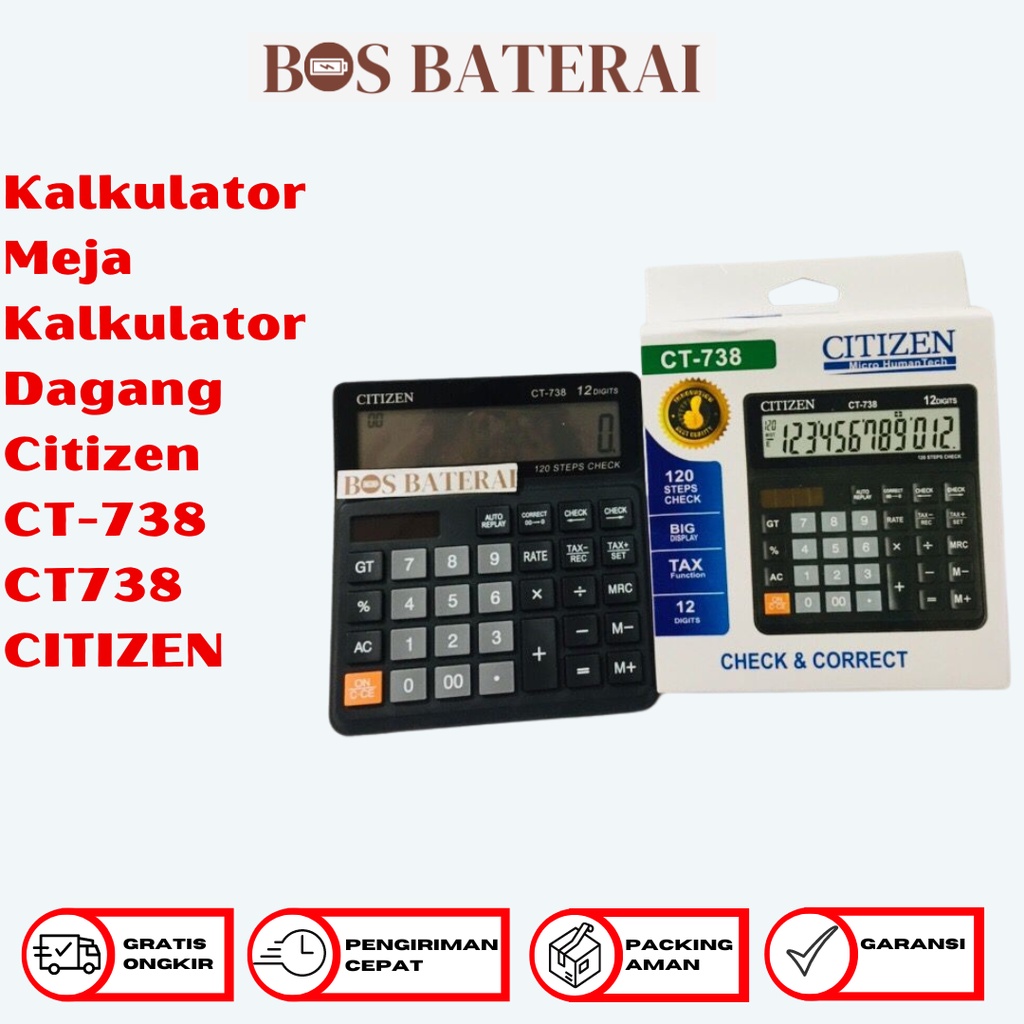 

Kalkulator Meja Kalkulator Dagang Citizen CT-738 CT738 CITIZEN