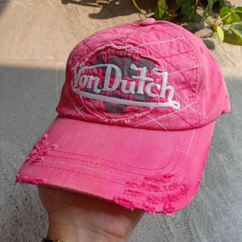 Topi Von Dutch Ripped Pink / Thrift Second Bekas Original