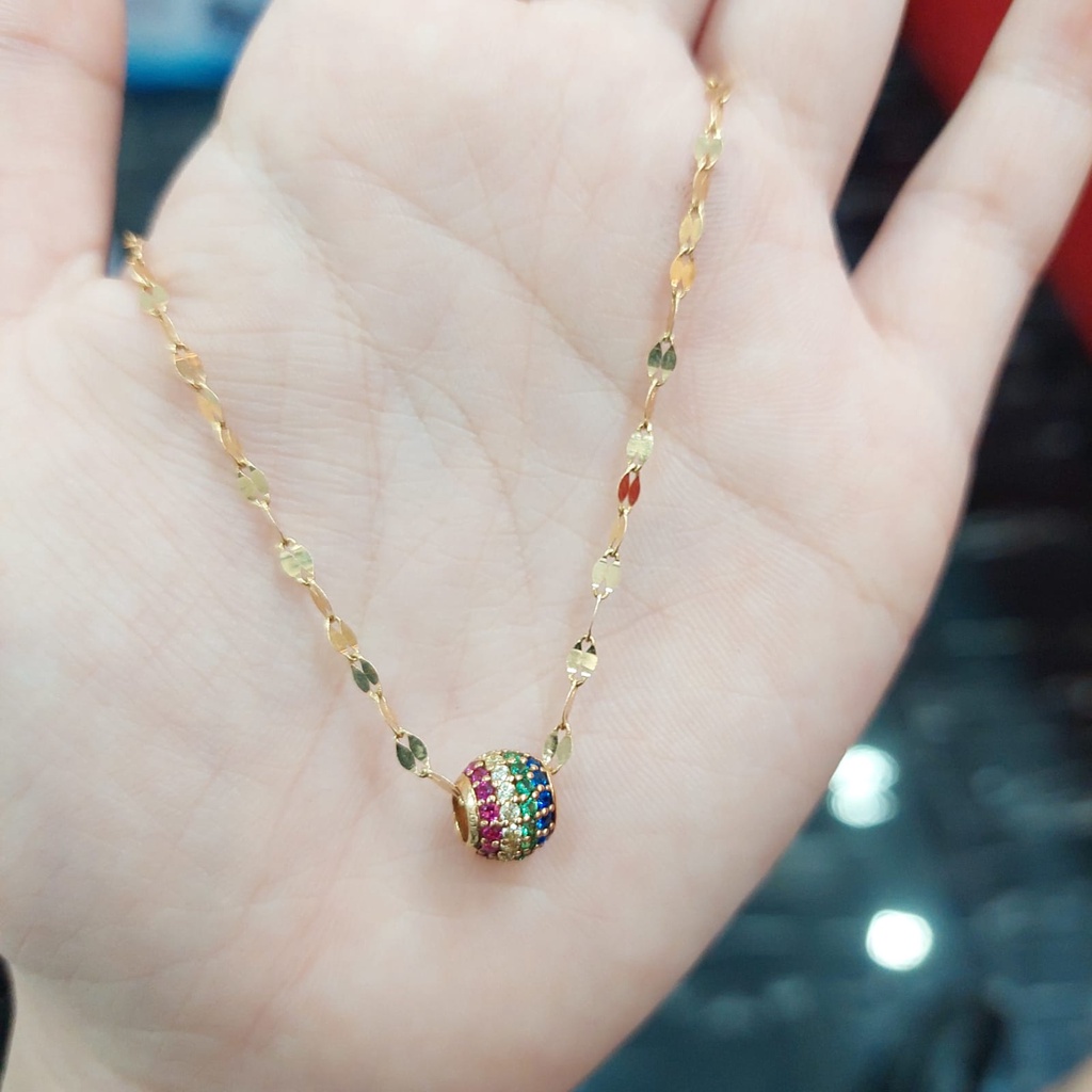 Kalung toscano awet dan liontin bola disco emas asli cantik manis