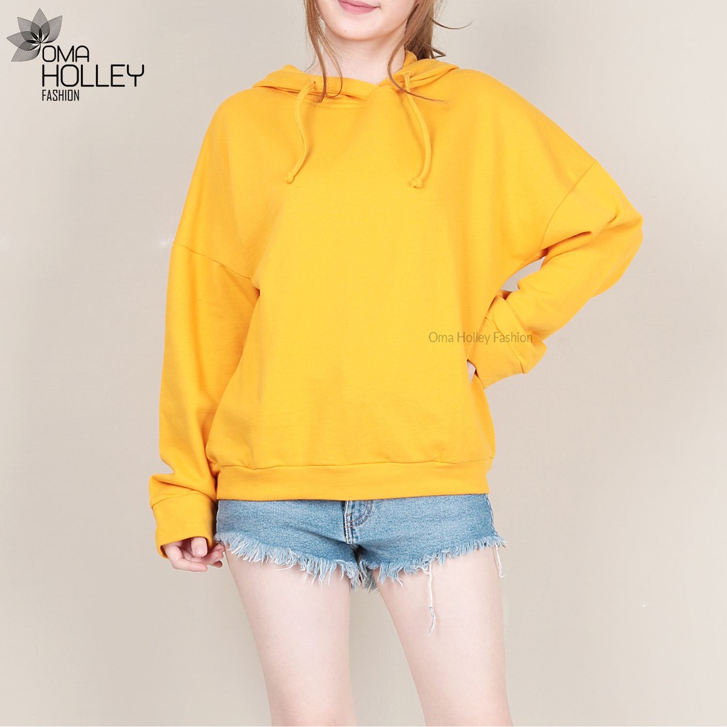 (COD) OH Fashion Casey Mizuki Hoodie Wanita Lengan Panjang #6102-Kuning