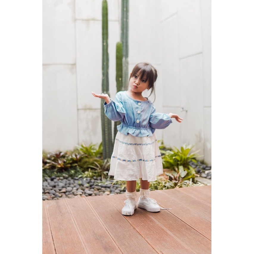 Promo !! Dress anak perempuan import / Pakaian anak import / Dress double stripe zigzag uk  1-3th