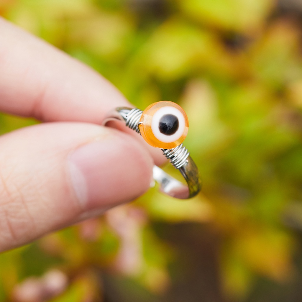 Cincin Desain Mata Iblis Bahan Kawat Tembaga Hand Woven Untuk Pria Dan Wanita