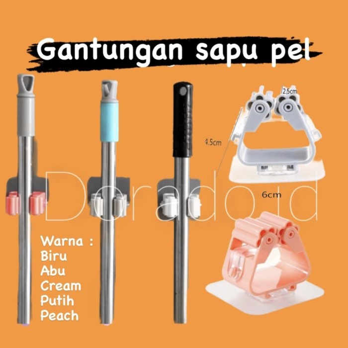 BAROKAH Gantungan Hook jepitan gagang Sapu Pel tanpa Paku broom mop holder