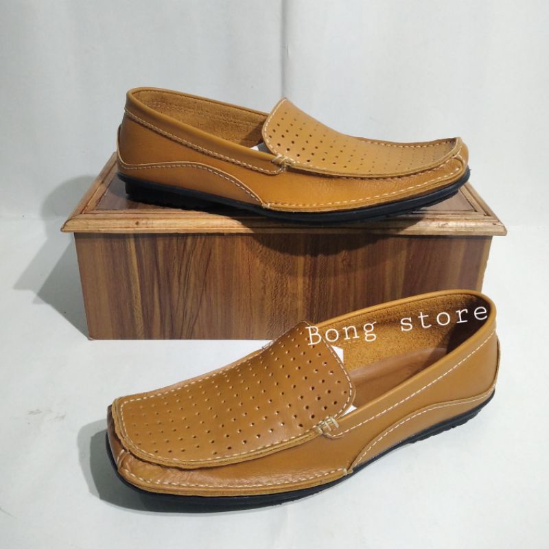 sepatu pria kasual slip on mokasin kulit asli berkualitas premium