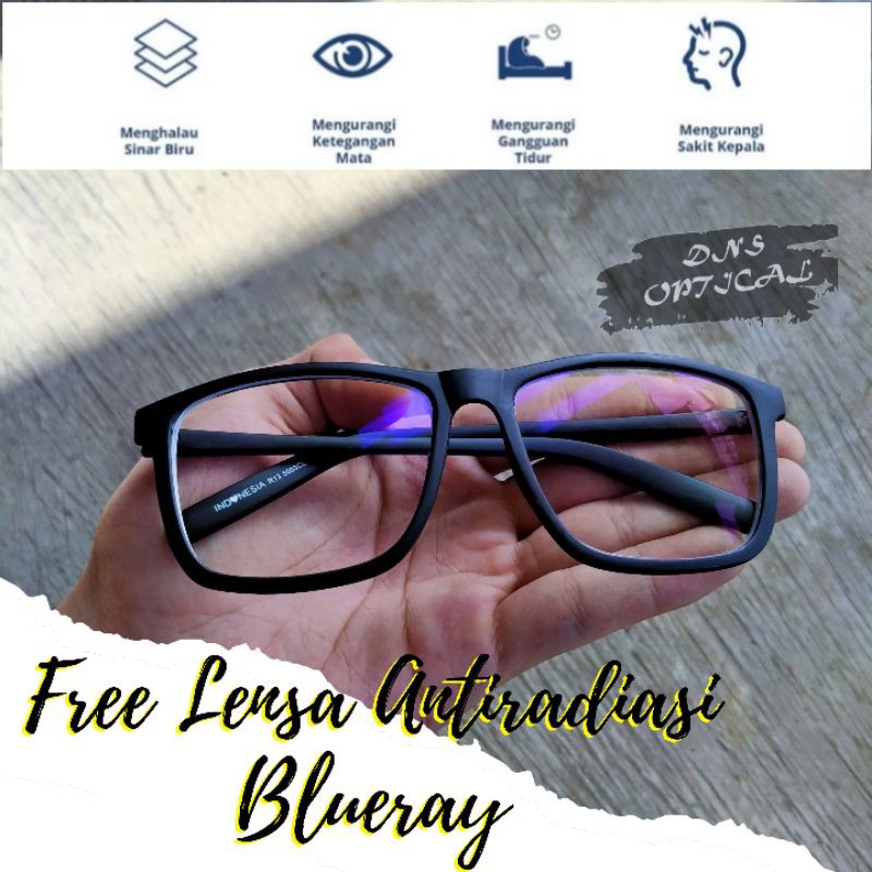 kacamata minus plus silinder lensa blueray photocromic coating ungu pria wanita kotak besar lentur