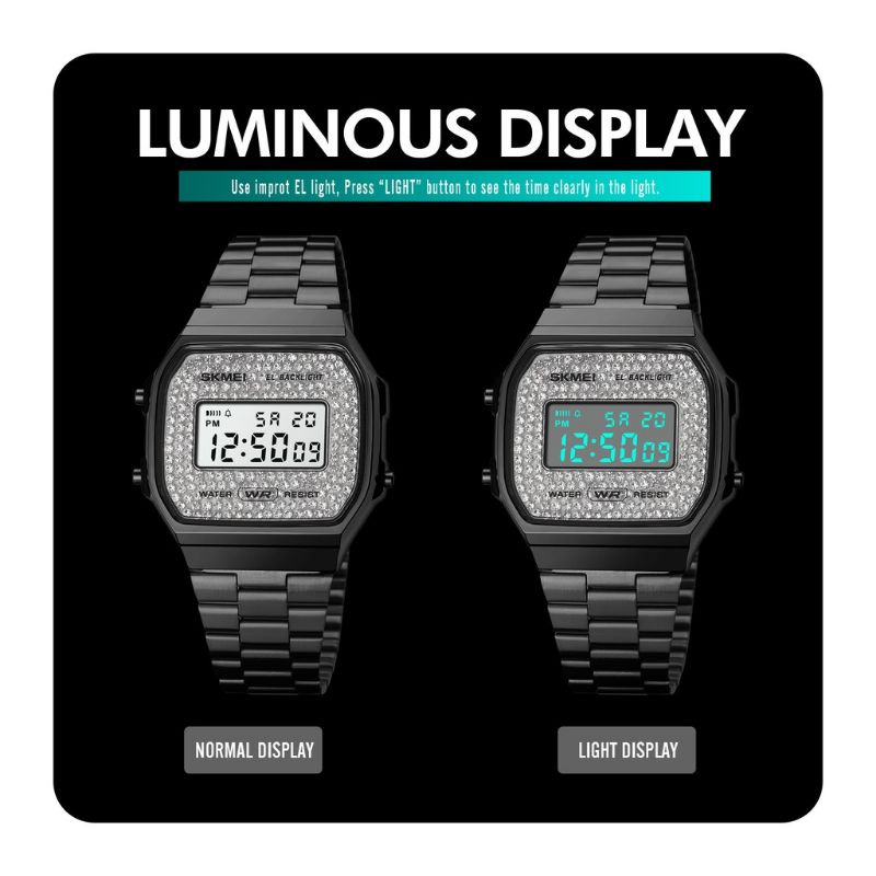 BIG NEW SKMEI 1808 Jam Tangan Wanita Pria Digital Chronograph Tali Stainless Steel